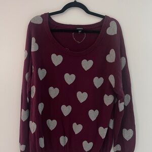 Torrid Red and Gray Crew Neck Sweater